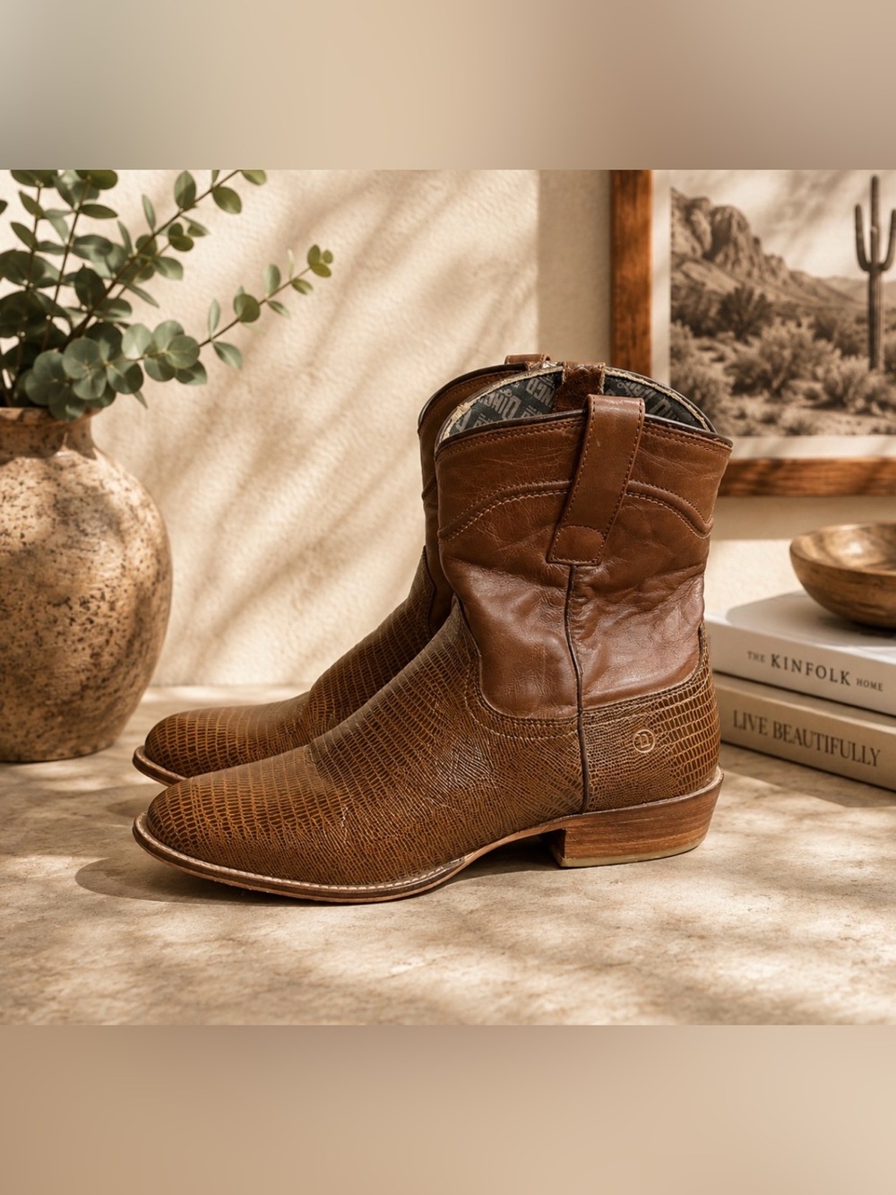 Dingo Brown Leather western zipper Boots 11 D
